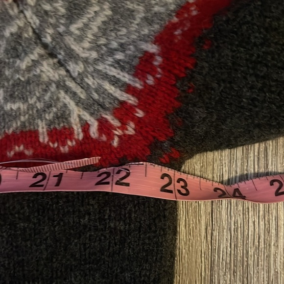 Woolrich 100 % lambs wool quarter zip pull over sweater gray red and white xl - Picture 7 of 7